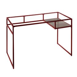 Picture of Benjara BM225732 Rectangular Glass Top Desk with Open Compartment & Sled Base&#44; Red
