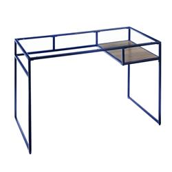 Picture of Benjara BM225733 Rectangular Glass Top Desk with Open Compartment & Sled Base&#44; Blue