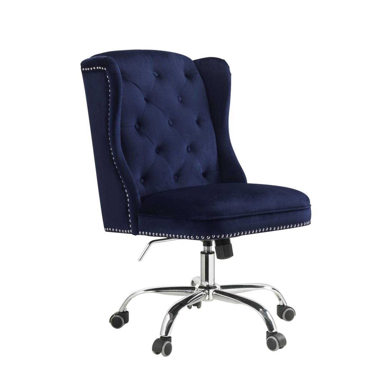 Picture of Benjara BM225735 Velvet Upholstered Armless Swivel & Adjustable Tufted Office Chair&#44; Blue