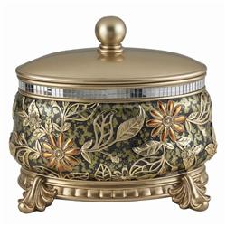 Picture of Benjara BM225476 9 in. Engraved Polyresin Frame Lidded Jewelry Box&#44; Gold