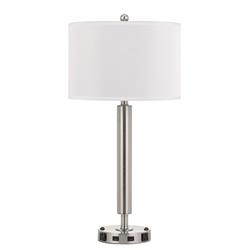 Picture of Benjara BM224711 60 x 2W Metal Frame Night Stand Lamp with Fabric Shade&#44; White & Silver
