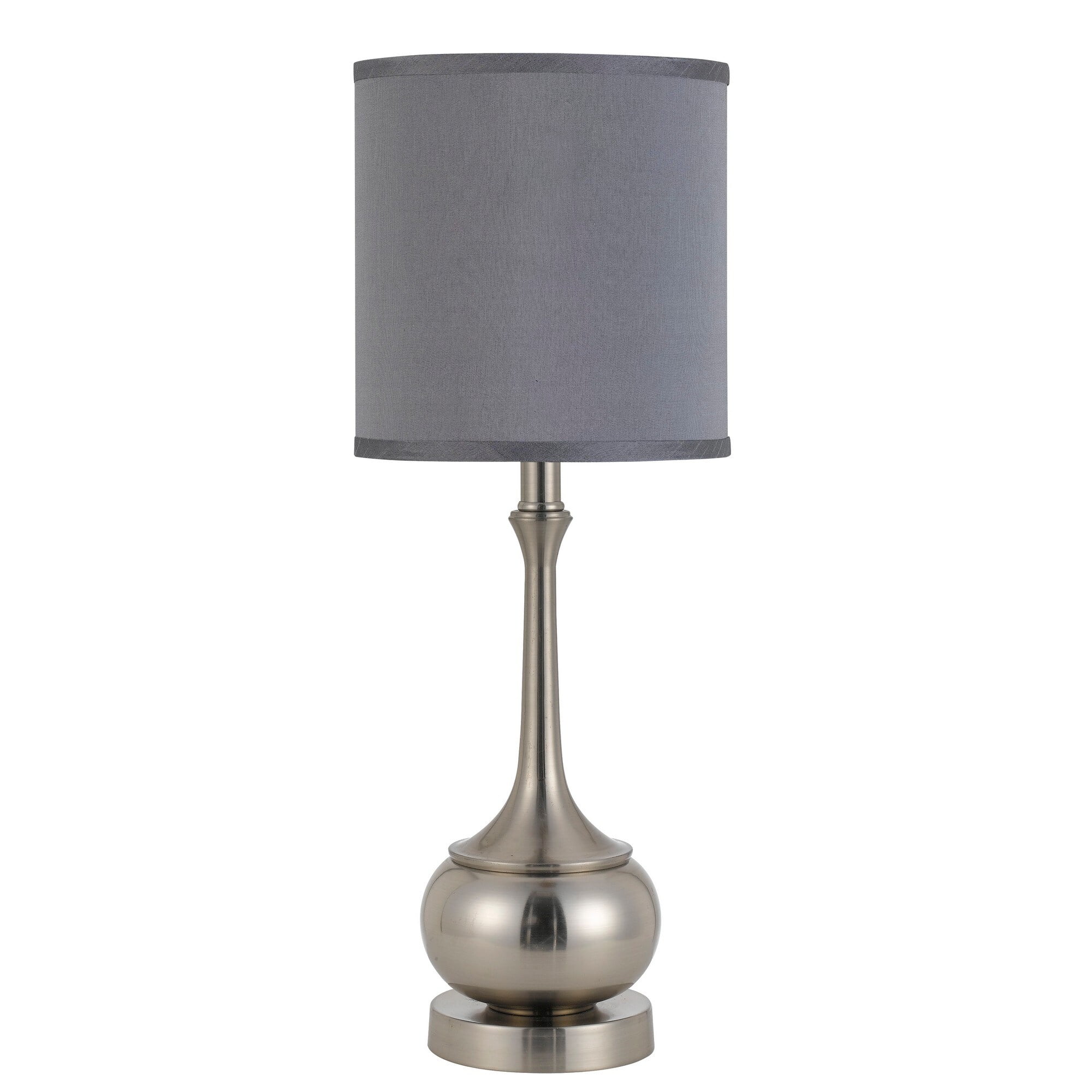 Picture of Benjara BM224712 Elongated Bellied Shape Metal Accent Lamp with Drum Shade&#44; Silver