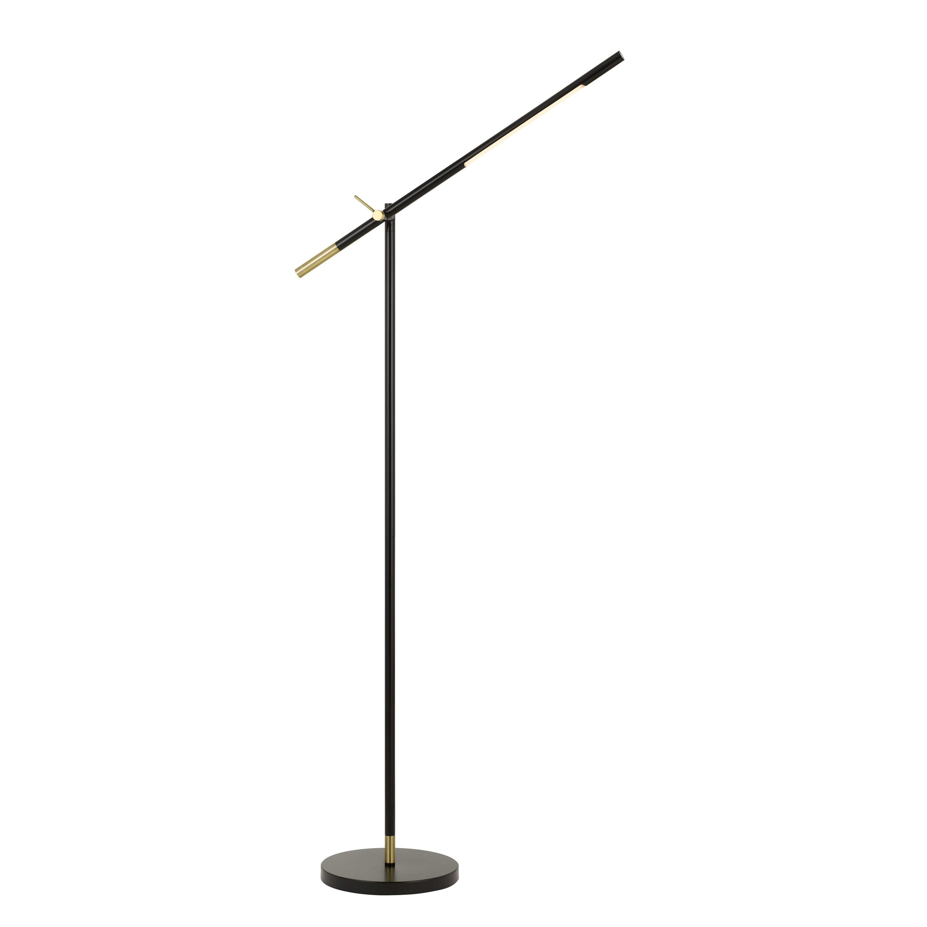 Picture of Benjara BM224730 10W Adjustable Metal Frame Floor Lamp&#44; Black & Brass