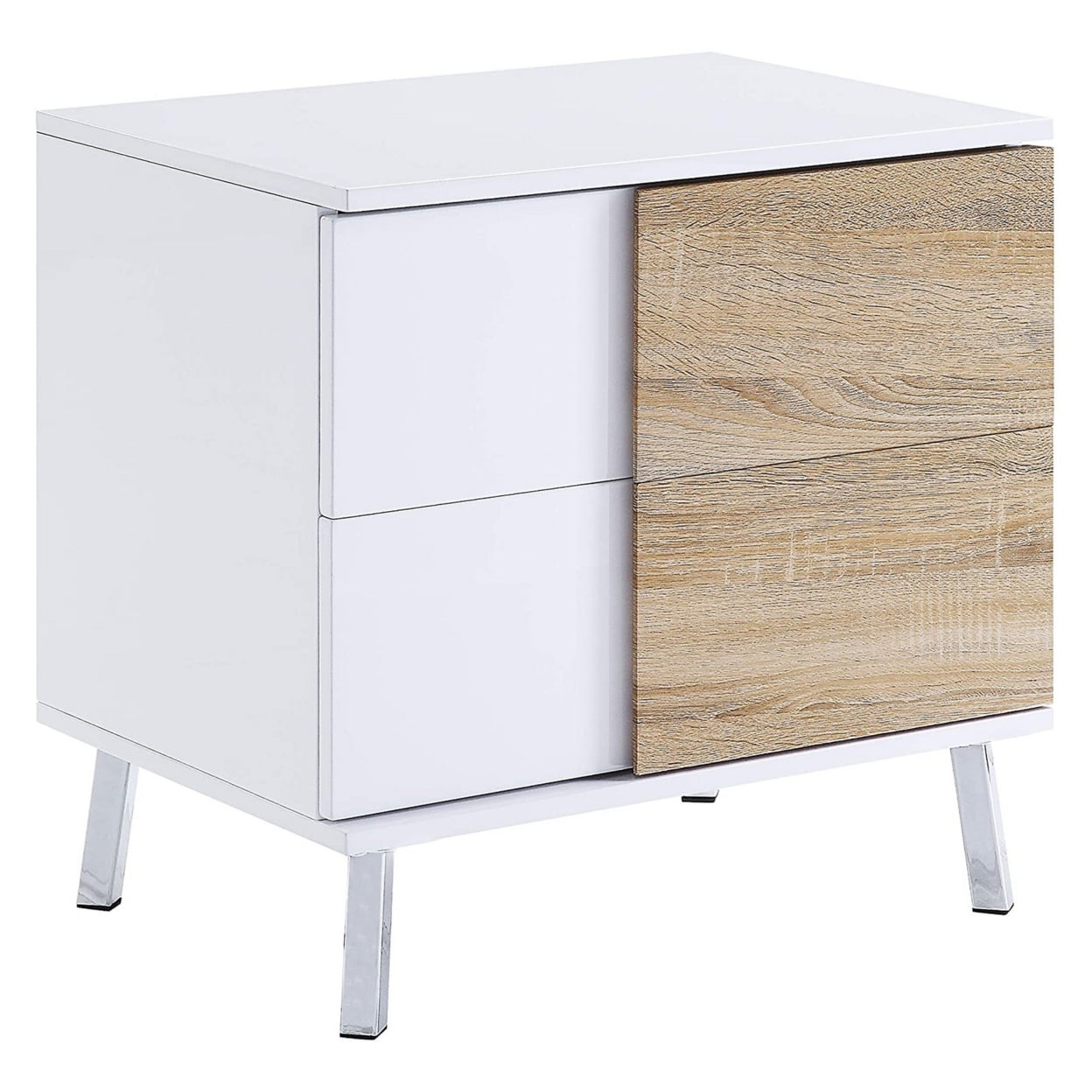 Picture of Benjara BM221389 Transitional Wooden Dual Tone End Table with 2 Drawers&#44; White & Brown