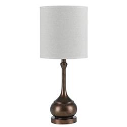 Picture of Benjara BM224926 Elongated Bellied Shape Metal Accent Lamp with Drum Shade&#44; Rustic Bronze