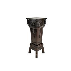Picture of Benjara BM210128 Elegantly Engraved Wooden Frame Pedestal Stand&#44; Dark Brown