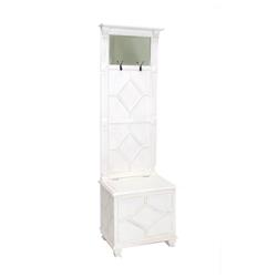 Picture of Benjara BM210156 Molded Wooden Frame Hall Tree with Lift Top Box & Mirror Insert&#44; White