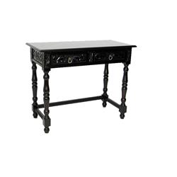 Picture of Benjara BM210159 Engraved Wooden Frame Console Table with 2 Drawers & Turned Legs&#44; Black