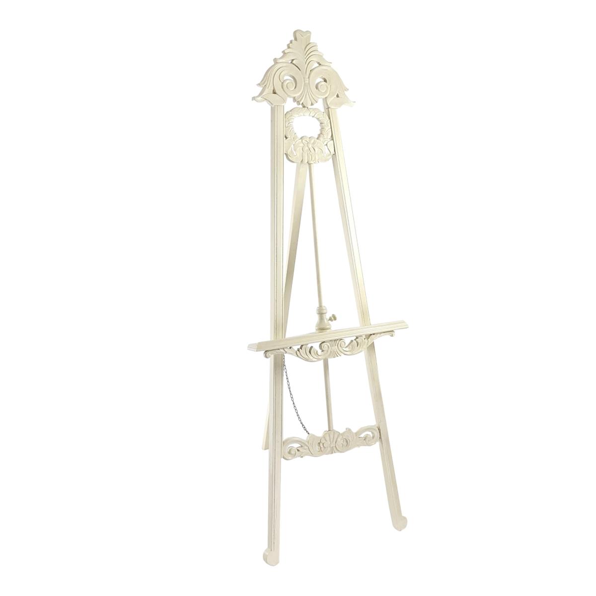 Picture of Benjara BM210400 Wooden Hand Carved Tripod Easel with Back Leg Support, White
