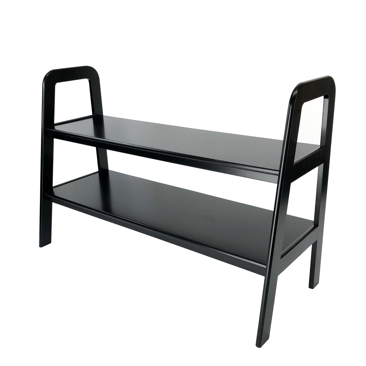 Picture of Benjara BM210413 Contemporary Ladder Style TV Stand with 2 Open Cut Shelves&#44; Black
