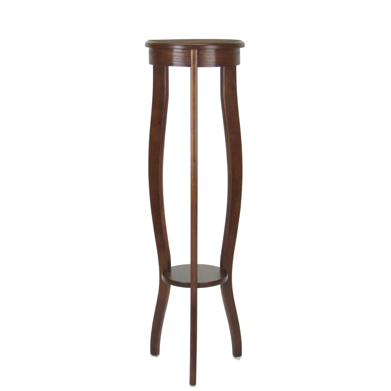 Picture of Benjara BM210427 Round Pedestal Stand with Open Bottom Shelf & Flared Legs&#44; Brown