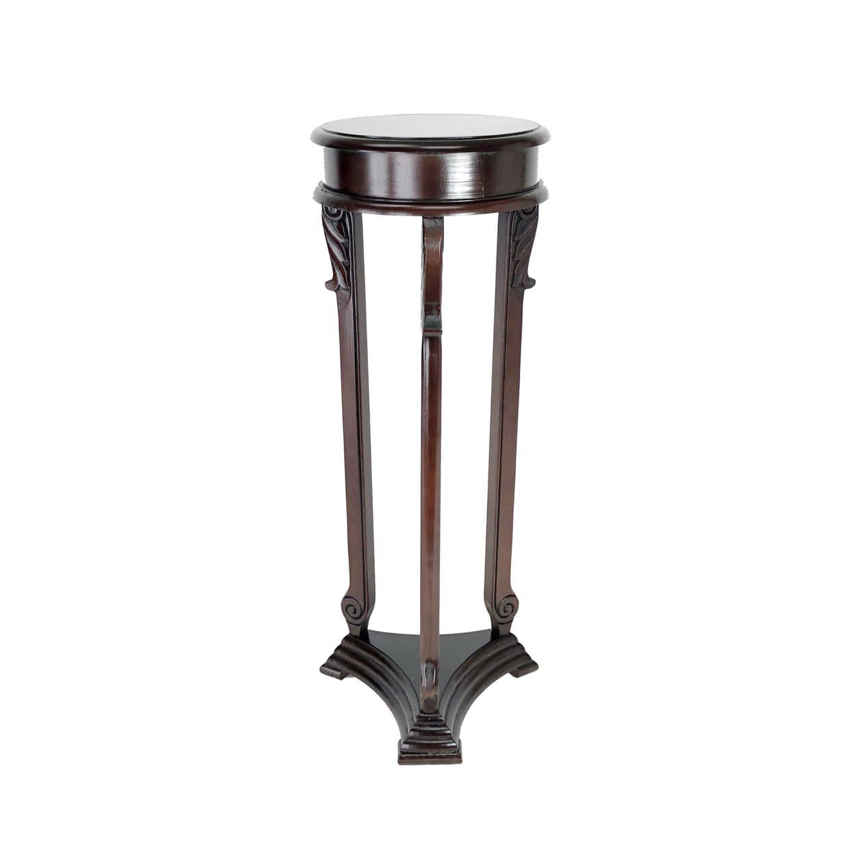 Picture of Benjara BM210443 Transitional Style Wooden Pedestal with Scrolled Legs&#44; Brown