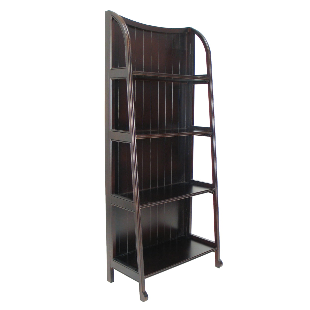 Picture of Benjara BM210448 4 Tier Foldable Shelf Display Stand with Plank Style Back&#44; Brown