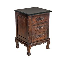 Picture of Benjara BM215610 Traditional 3 Drawer Chest with Wooden Carvings & Cabriole Feet&#44; Brown