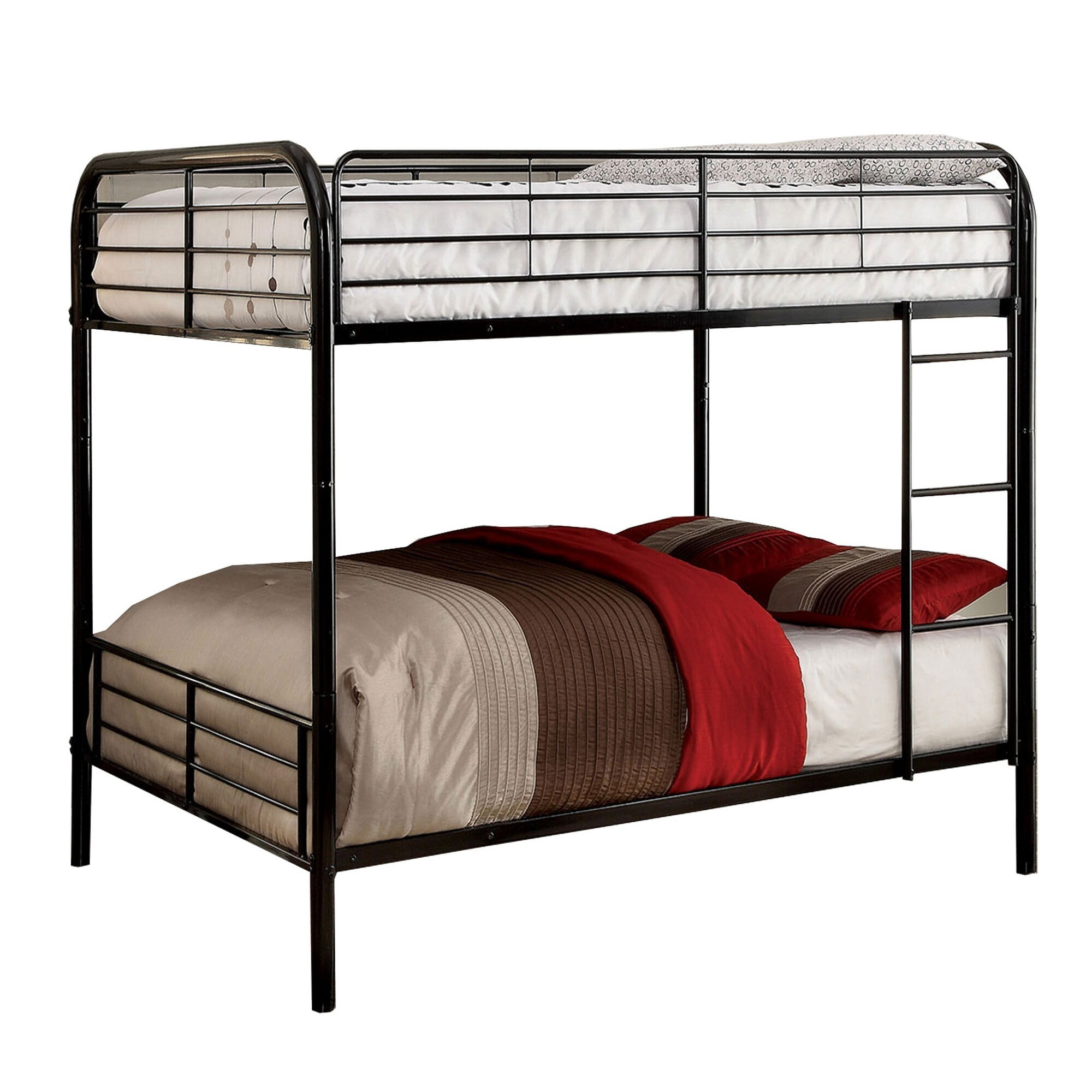 Picture of Benjara BM217482 Industrial Style Metal Bunk Bed with Tubular Frame&#44; Black - Full Over Full Size