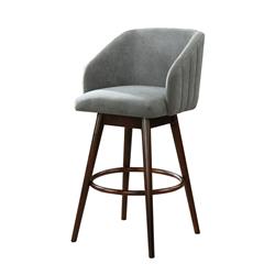 Picture of Benjara BM218955 Horizontal Stitched Bucket Seat Fabric Upholstered Bar Stool&#44; Gray & Brown