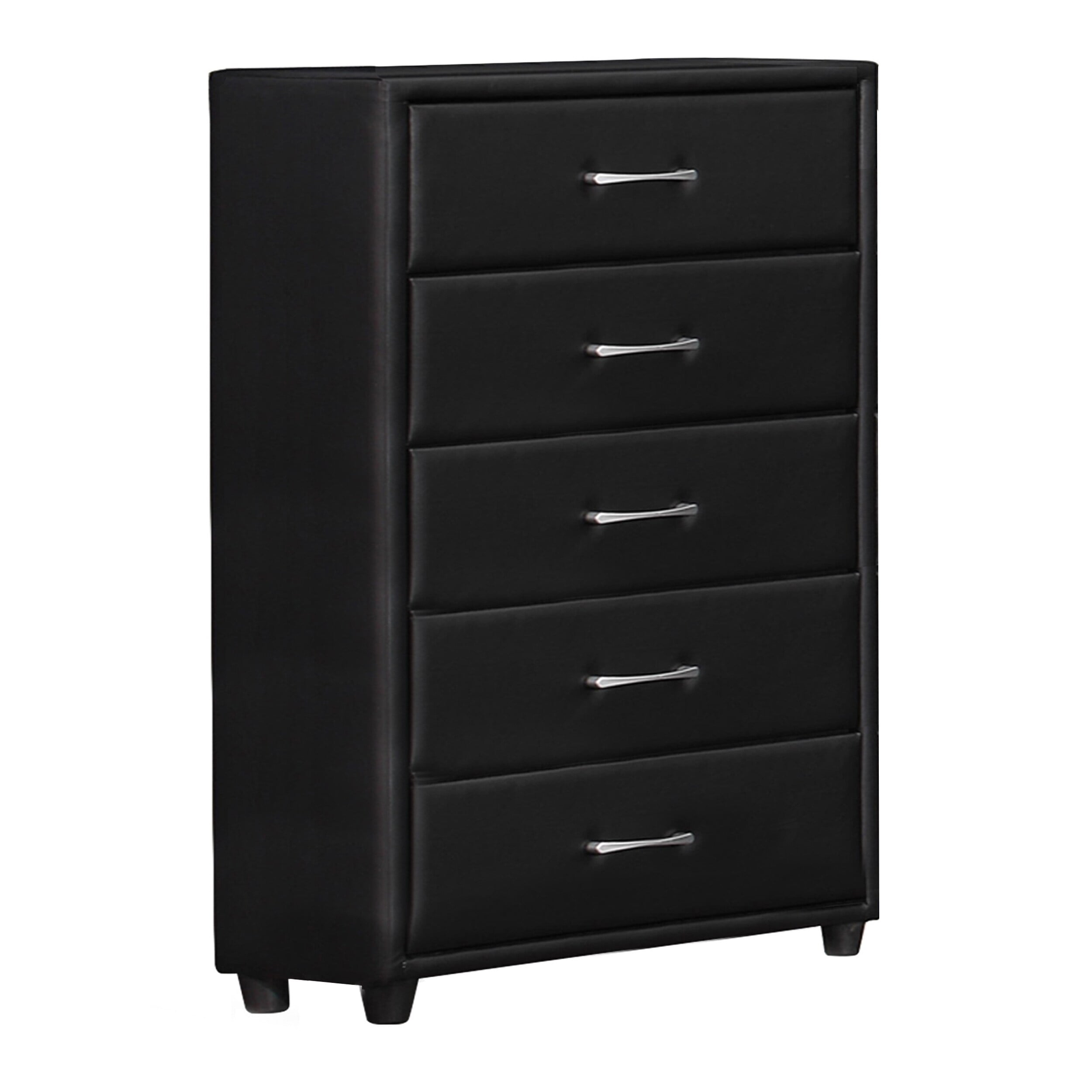 Picture of Benjara BM219899 5 Drawer Leatherette Wooden Frame Chest with Tapered Legs&#44; Black