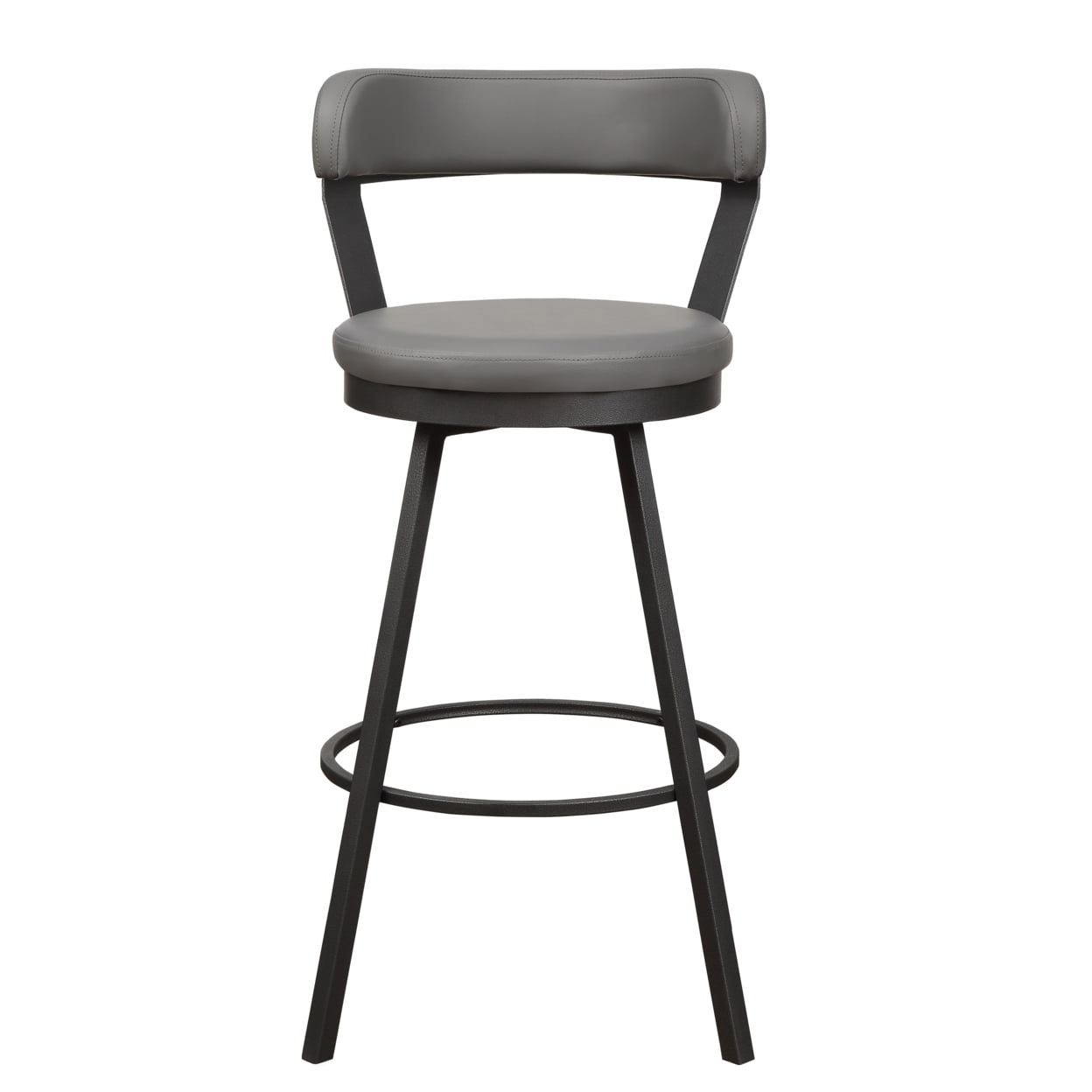 Picture of Benjara BM219936 Leatherette Pub Chair with Curved Design Open Backrest, Light Gray - Set of 2