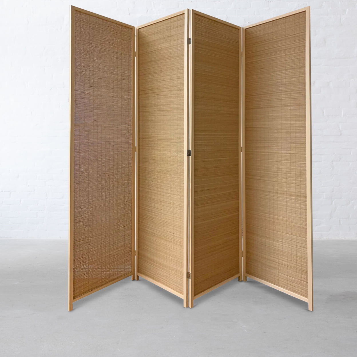 Picture of Benjara BM220192 4 Panel Bamboo Shade Roll Room Divider&#44; Natural Brown