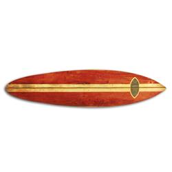 Picture of Benjara BM220206 Wooden Surfboard Shaped Wall Art with Mounting Hardware&#44; Brown & Red