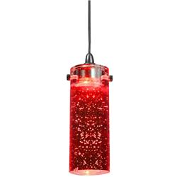 Picture of Benjara BM223045 1.2W LED Hanging Ceiling Lamp with Cylindrical Glass Shade&#44; Red
