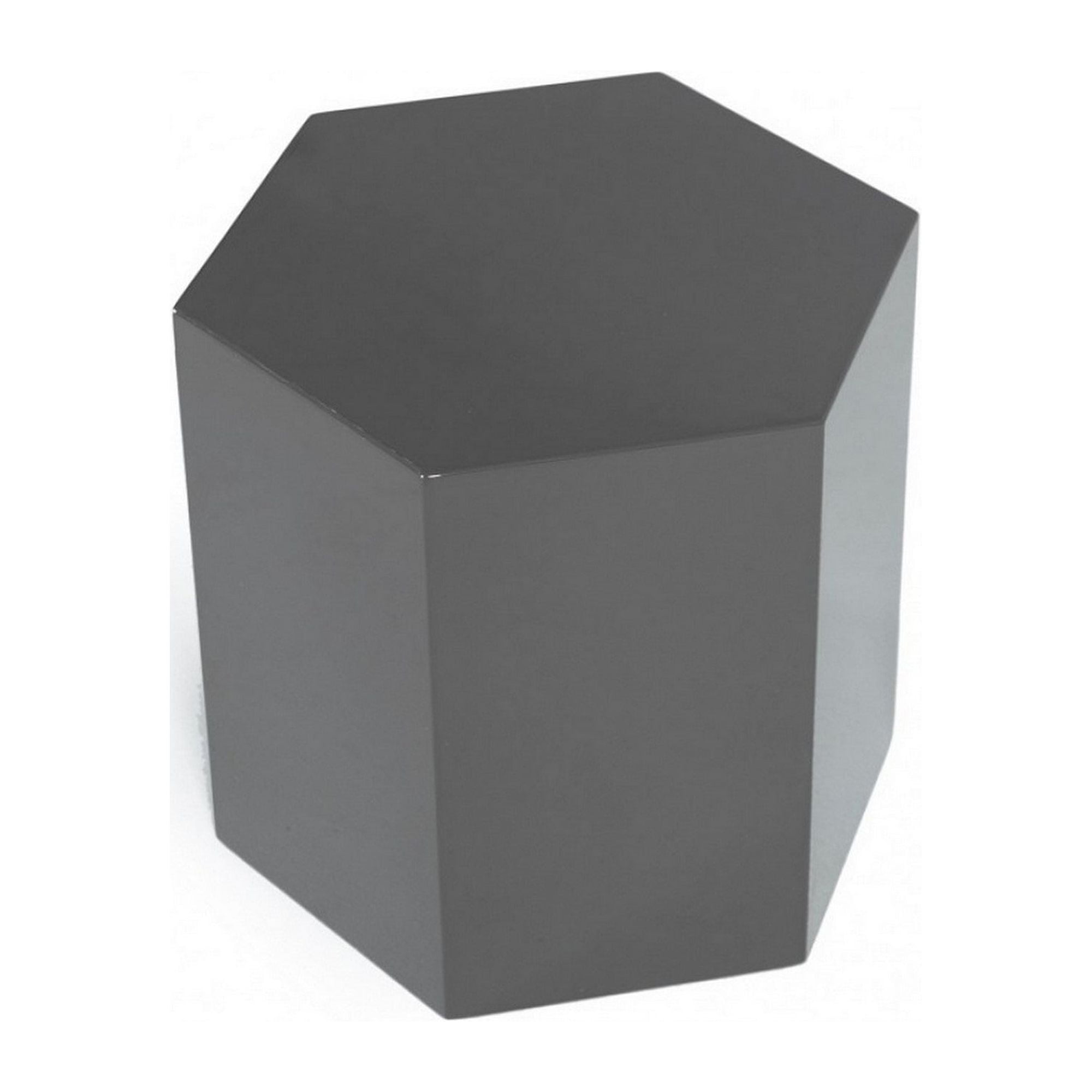 Picture of Benzara BM223418 Contemporary High Gloss Hexagonal Wooden End Table  Medium  Gray - 13 x 15 x  18.9
