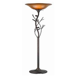 Picture of Benjara BM223535 3 Way Glass Shade Torchiere Lamp with Pine & Twig Accents&#44; Bronze
