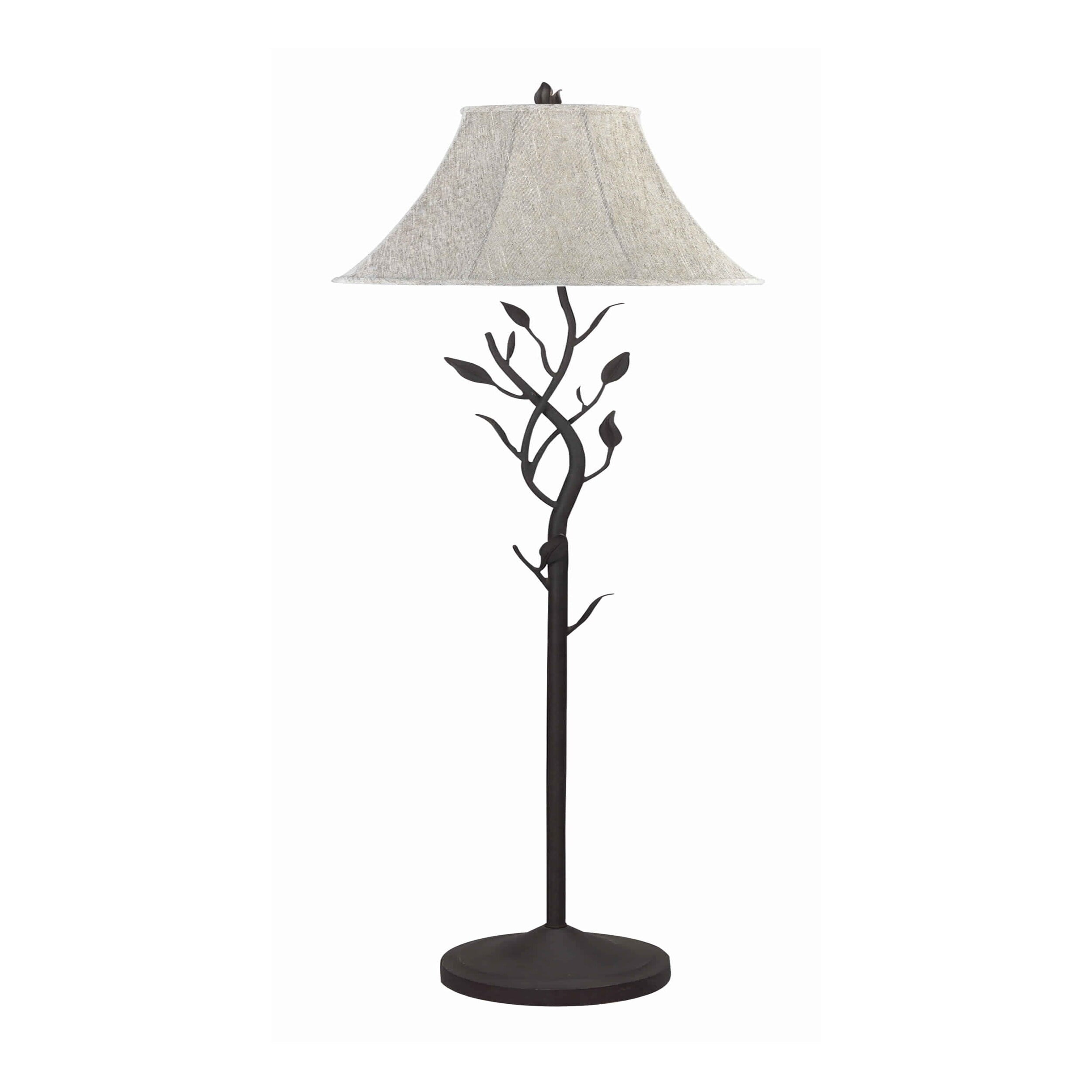 Picture of Benjara BM223582 Metal Floor Lamp with Leaf Accent Body & Fabric Bell Shade&#44; Black & Gray