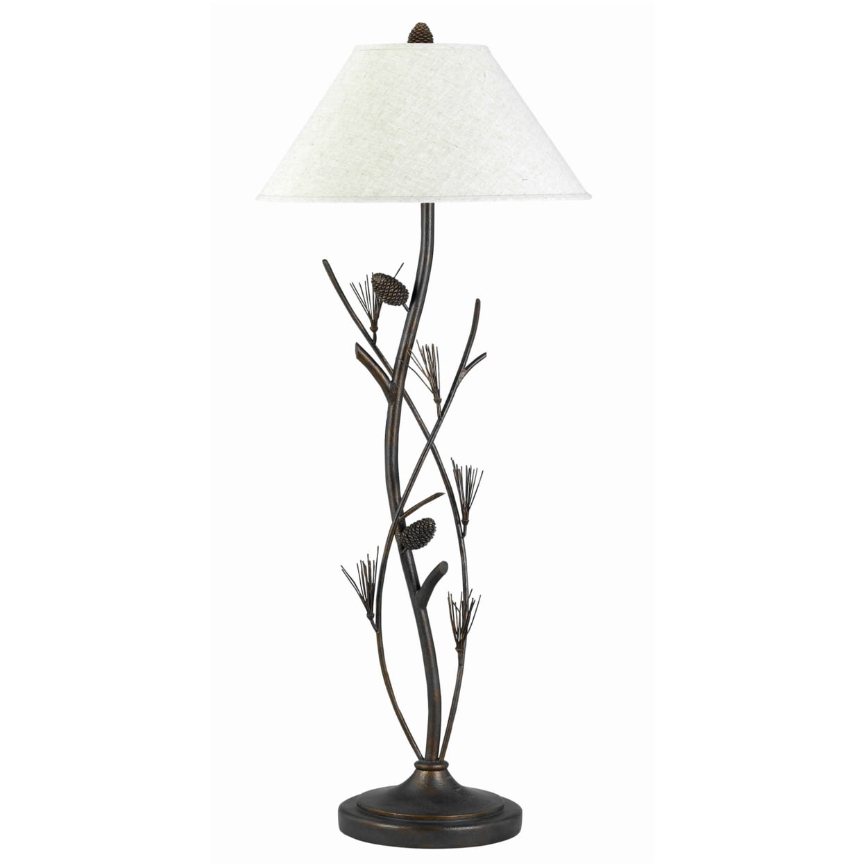 Picture of Benjara BM223583 Pine Twig Accent Metal Body Floor Lamp with Conical Shade&#44; Bronze & White