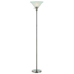Picture of Benjara BM225117 Metal Round 3 Way Torchiere Lamp with Frosted Glass Shade&#44; Silver & White