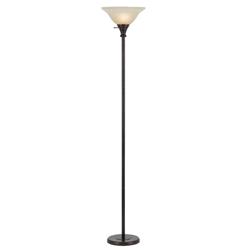 Picture of Benjara BM225119 Metal Round 3 Way Torchiere Lamp with Frosted Glass Shade&#44; Bronze & Gold