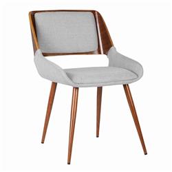 BM155654 Fabric Mid Century Dining Chair with Split Padded Back, Gray & Brown -  Benjara