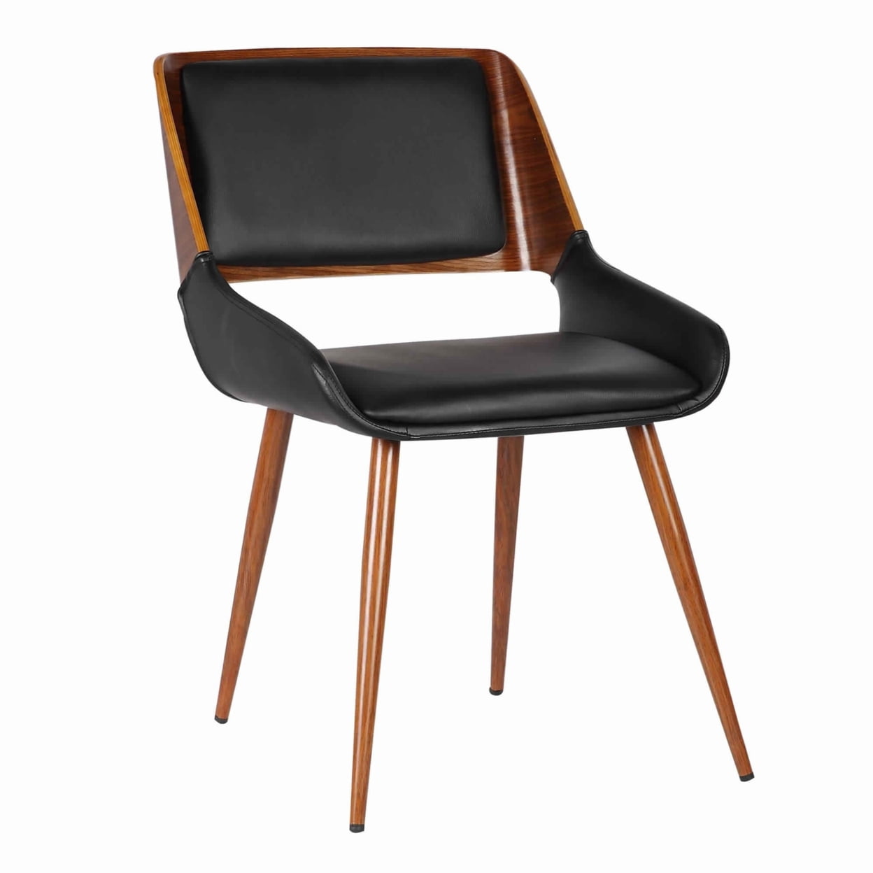 Picture of Benjara BM155655 Leatherette Mid Century Dining Chair with Split Padded Back&#44; Black & Brown