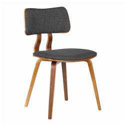 BM155658 Fabric Upholstered Split Curved Back Wood Dining Chair, Brown & Dark Gray -  Benjara