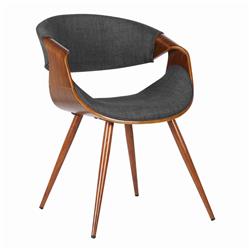 BM155661 Curved Back Fabric Dining Chair with Round Tapered Legs, Brown & Gray -  Benjara