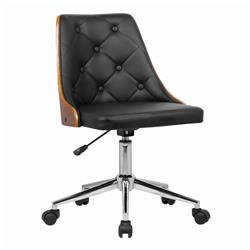 Picture of Benjara BM155771 Button Tufted Leatherette Wooden Adjustable Office Chair&#44; Brown & Black