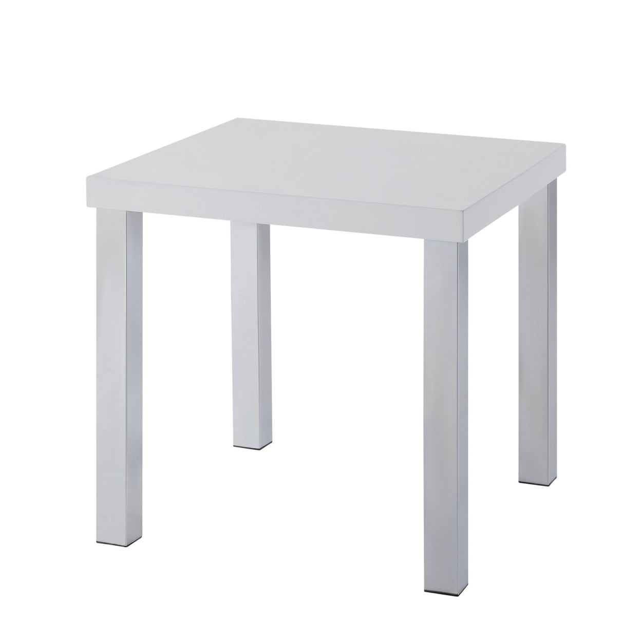 Picture of Benjara BM225891 Square Wooden End Table with Straight Metal Legs&#44; White & Chrome