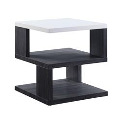 Picture of Benjara BM225946 Dual Tone Wooden End Table with 2 Open Bottom Shelves&#44; Gray & White