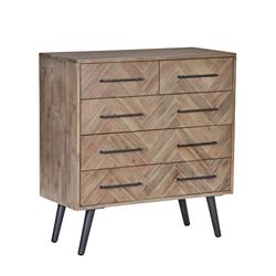 Picture of Benjara BM226350 Mid Century 5 Drawer Wooden Dresser with Tapered Metal Legs&#44; Brown