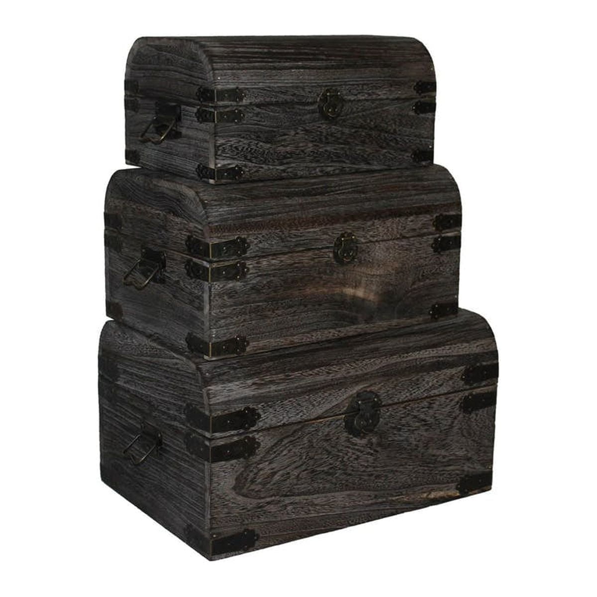 Picture of Benjara BM228639 Wooden Lift Top Storage Box with Grain Details&#44; Gray - Set of 3