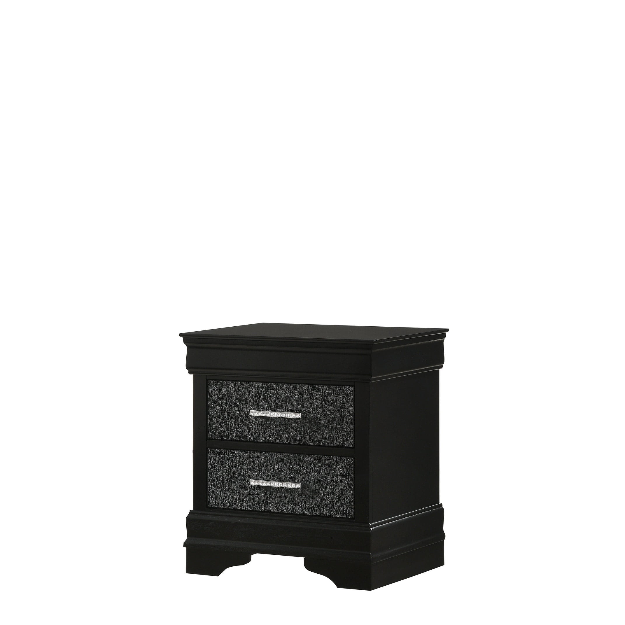 Picture of Benjara BM222442 2 Drawer Wooden Nighstand with Horizontal Pull & Studded Accent&#44; Black