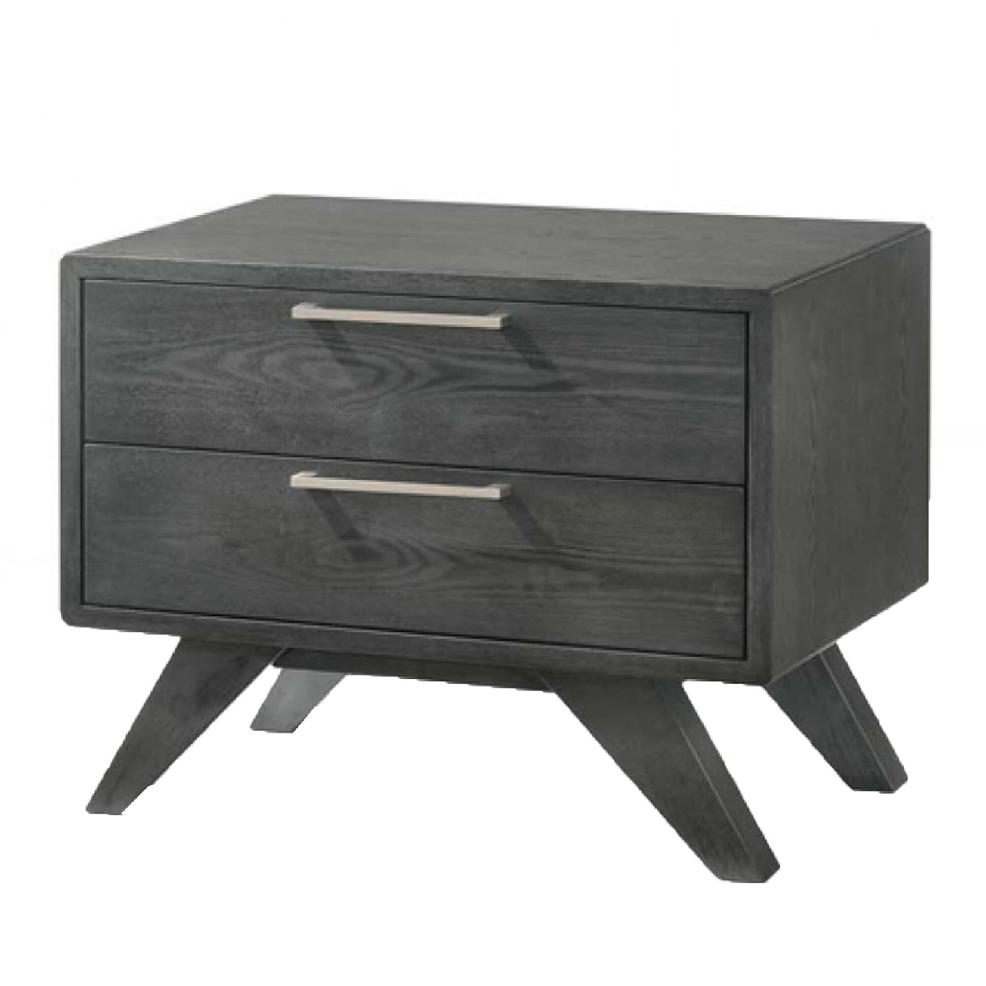 Picture of Benjara BM214826 2 Drawer Wooden Nightstand with Slanted Tapered Legs&#44; Gray