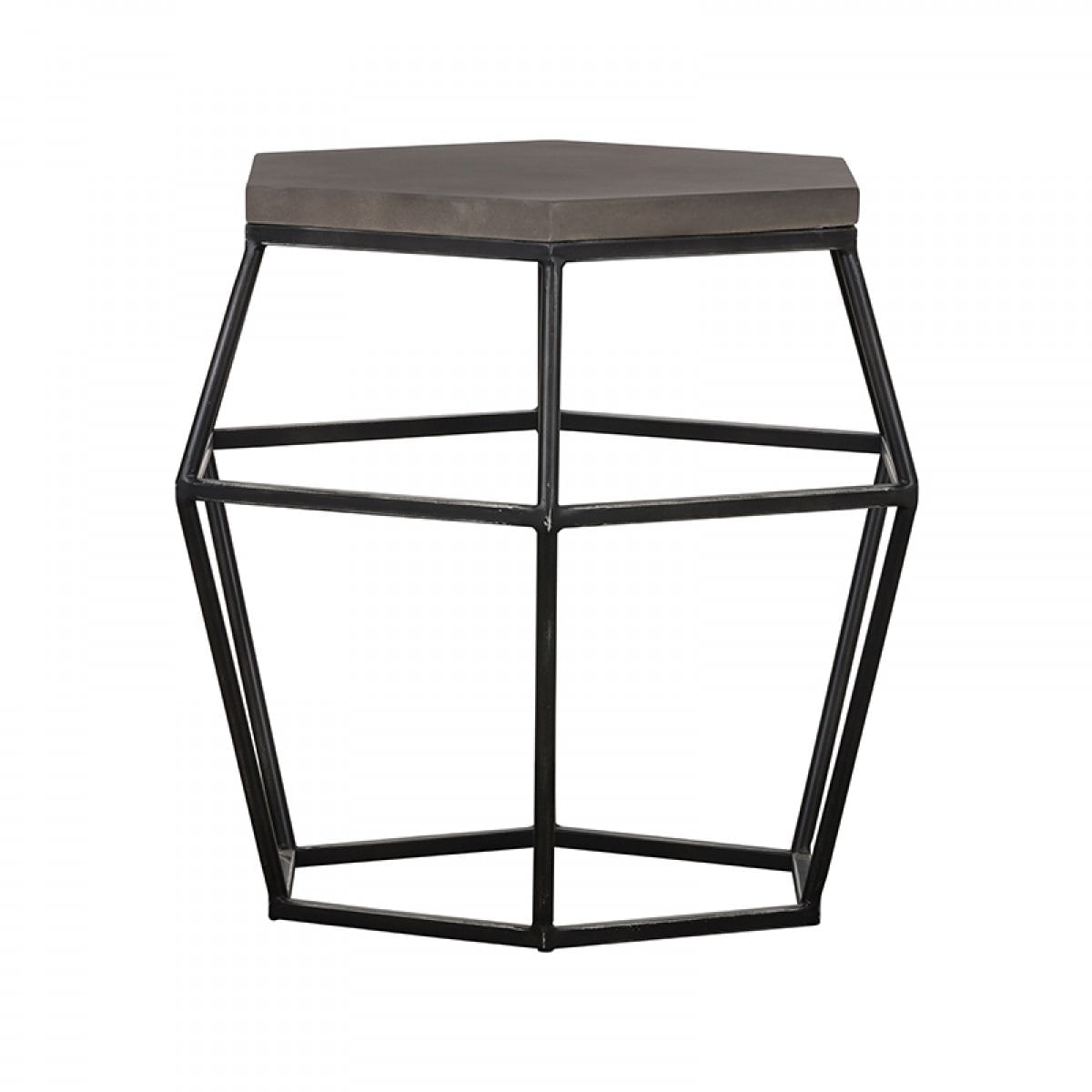 Picture of Benjara BM214837 Hexagonal Concrete End Table with Metal Base&#44; Gray & Black