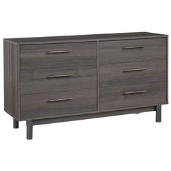 Picture of Benjara BM227065 6 Drawer Contemporary Wooden Dresser with Metal Bar Handles&#44; Gray
