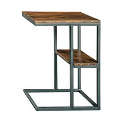 Picture of Benjara BM227087 Wooden Top Accent Table with 1 Fixed Shelf & Metal Frame&#44; Black & Brown