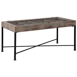 Picture of Benjara BM227098 10 Storage Cubbies Accent Cocktail Table with Hinged Glass Opening&#44; Gray