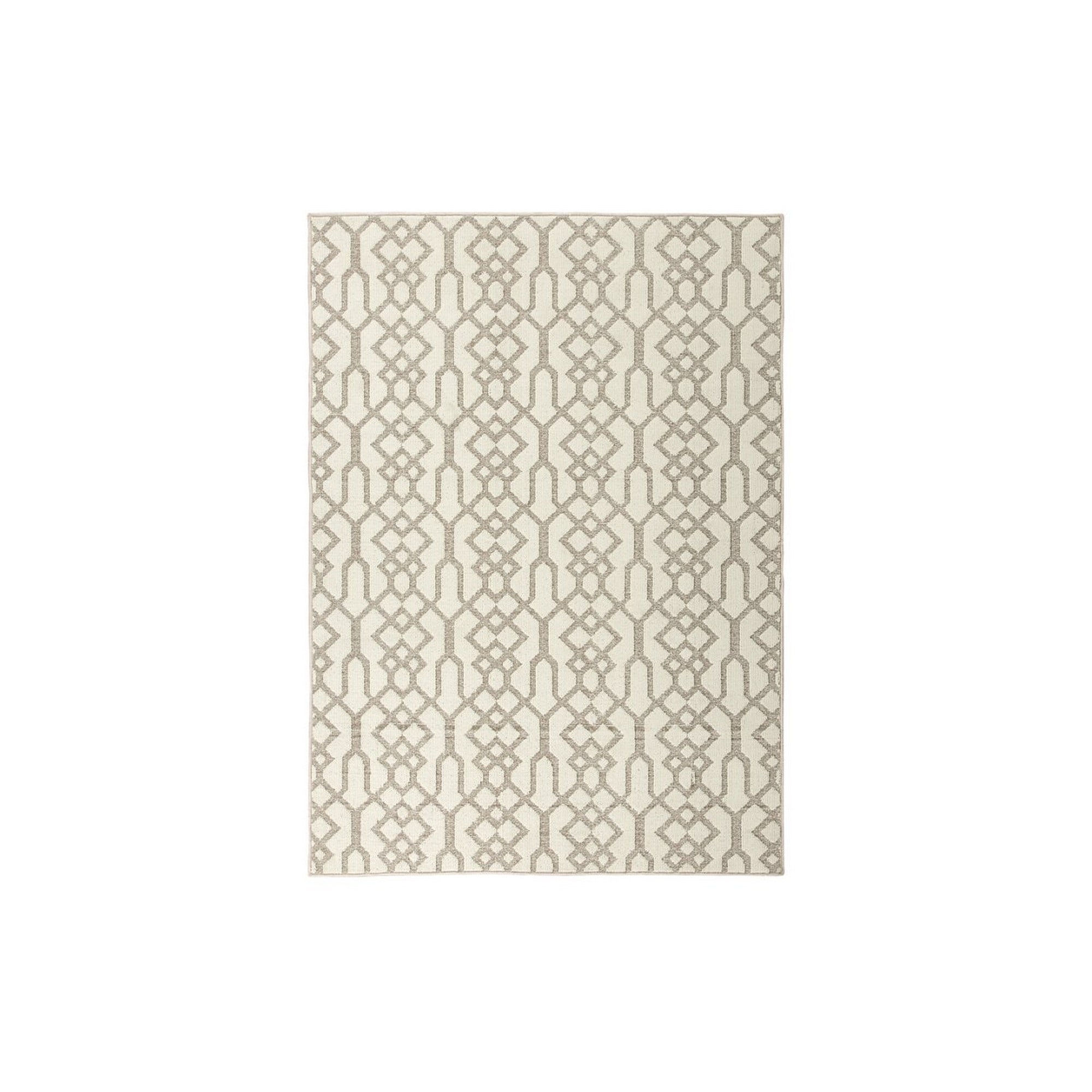 Picture of Benjara BM227684 Machine Tufted Fabric Rug with Open Trellis Pattern&#44; Cream & Brown - Large