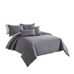 Picture of Benjara BM227748 Cotton Comforter Cover Set with Cross Woven Texture&#44; Gray - Queen Size - 6 Piece