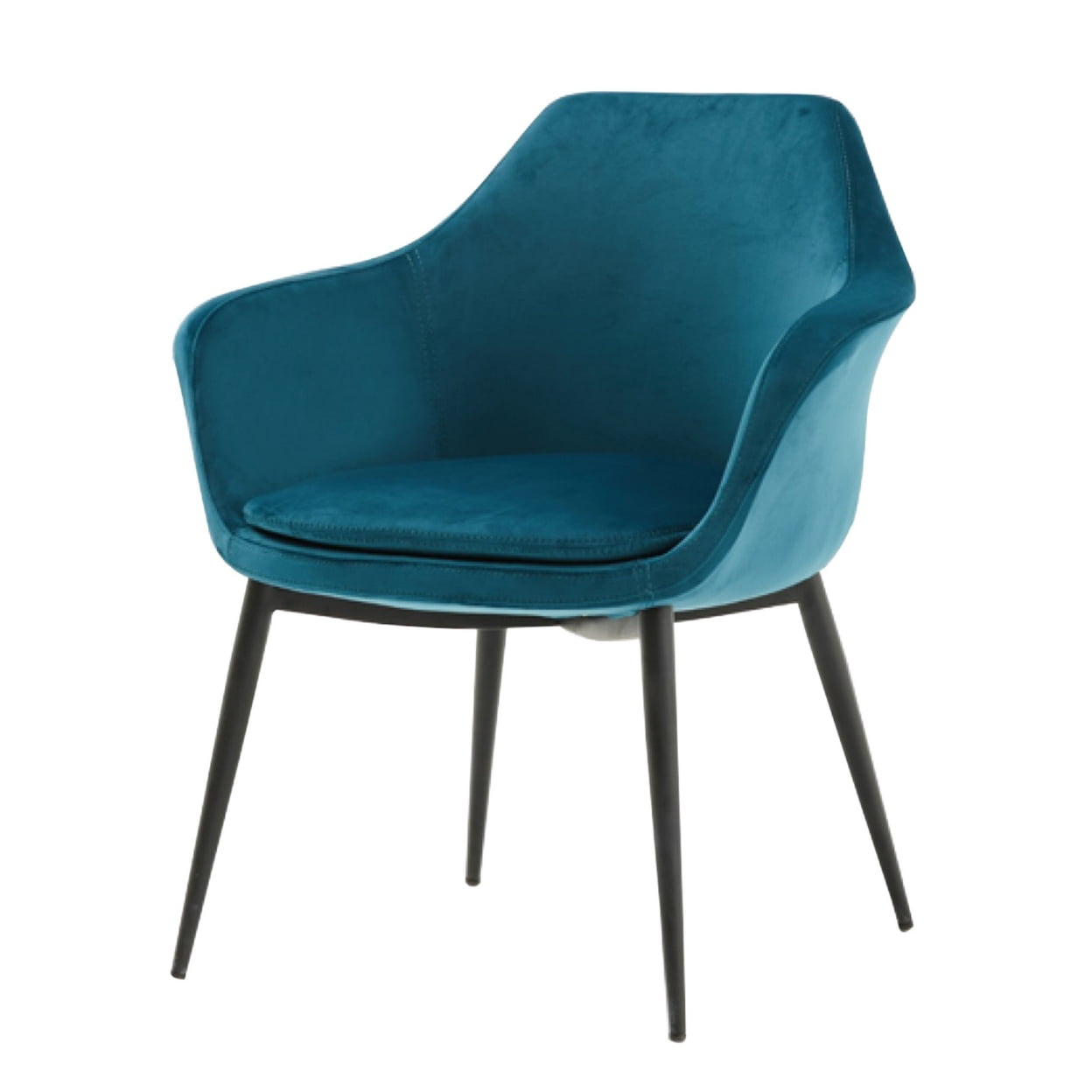 BM221193 Velvet Upholstered Dining Chair with Padded Seat & Tapered Legs, Blue -  Benzara