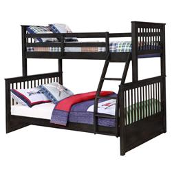Picture of Benzara BM229085 Wooden Bunk Bed with Slatted Details&#44; Charcoal Gray - Twin Over Full Size